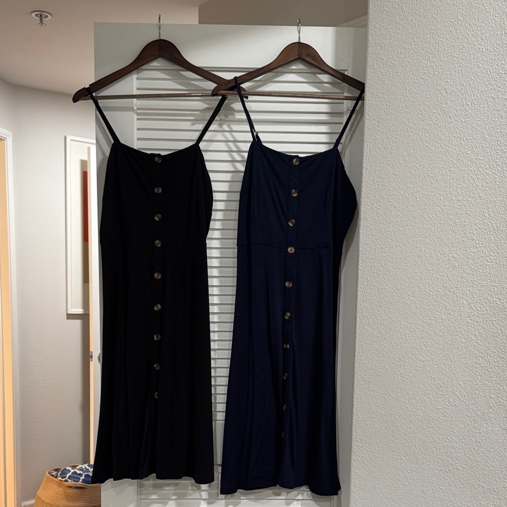 Set 2-  Black and Navy Button-Down Dresses